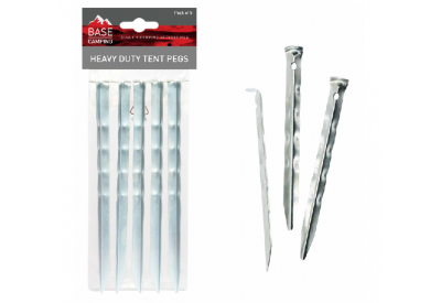 Base Camping Heavy Duty Metal Tent Pegs (23cm / 9") x 5